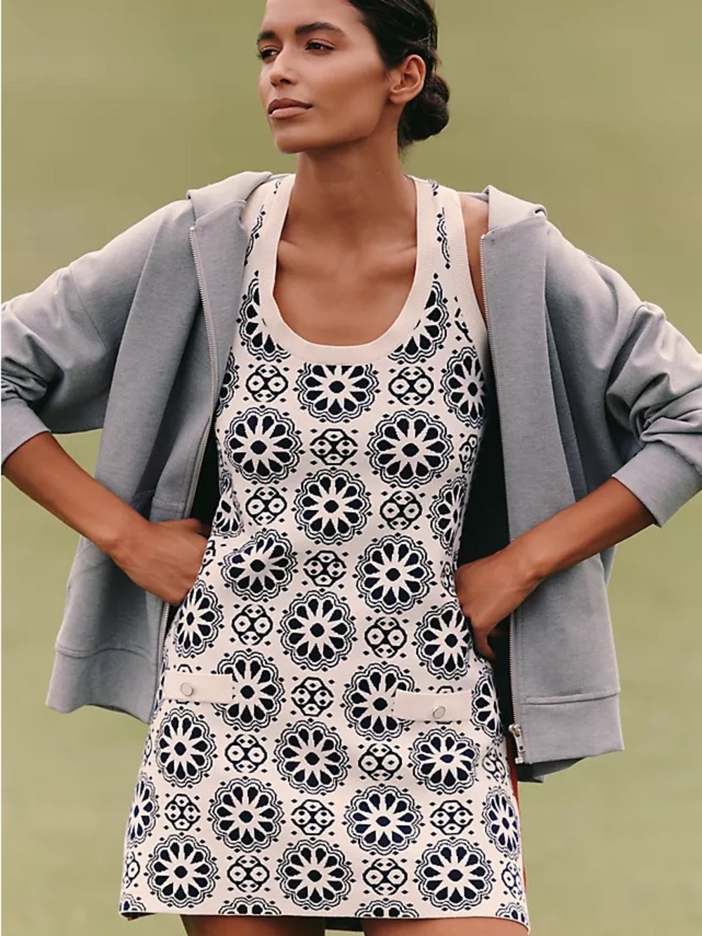 The Upside Cream & Black Floral Tank Mini Dress